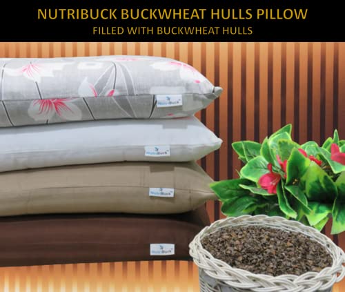 Image of Buckwheat Hulls Pillow | Standard Size | 15 inch x 25 inch inch | Pillow for Neck Pain | Shoulder Pain | Back Pain | Other Sleeping Problem | (Brown - Flower Print)