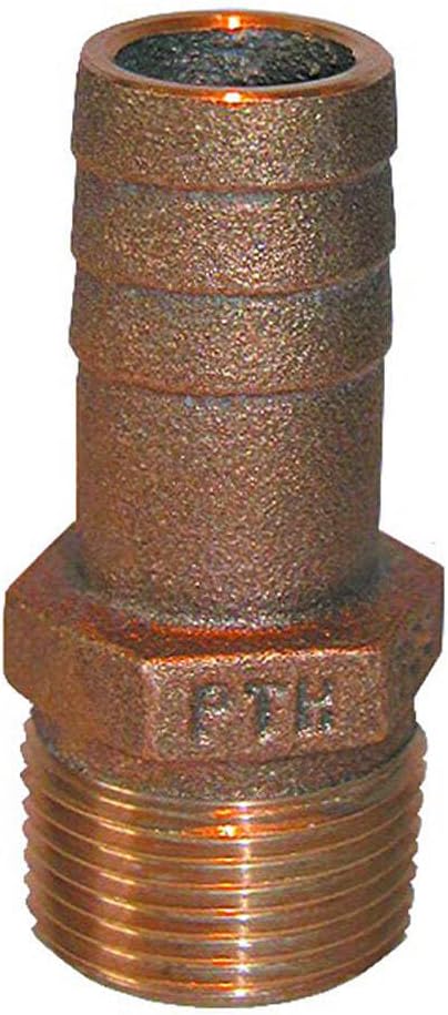 GROCO 1-1/4" NPT x 1-1/4" ID Bronze Pipe to Hose Straight Fitting