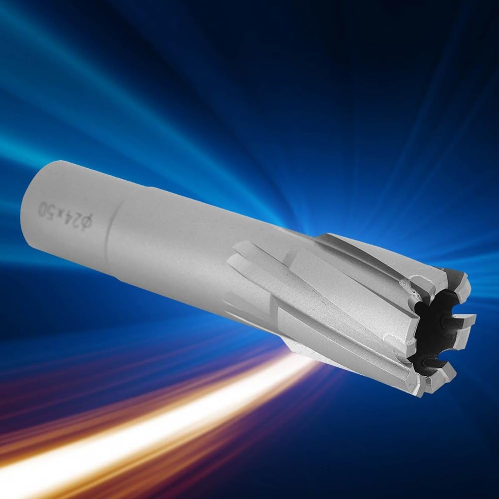 Carbide-Tipped Annular Cutter, Coring Drill Bit Hollow Core Annular Milling Cutter 24x50mm for Metal