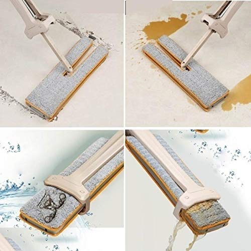 WolFum Mopas planas de doble cara sin lavado a mano para pisos de madera, fregonas de empuje para polvo, limpieza del hogar WolFums