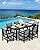 SERWALL 5 Piece Outdoor Dining Table Sets for 4 with 1 Umbrella Hole Cut-Out Rectangular Table and 4 Textilene Chairs, HDPE Dining Table Sets for Garden, Backyard, Poolside, Black