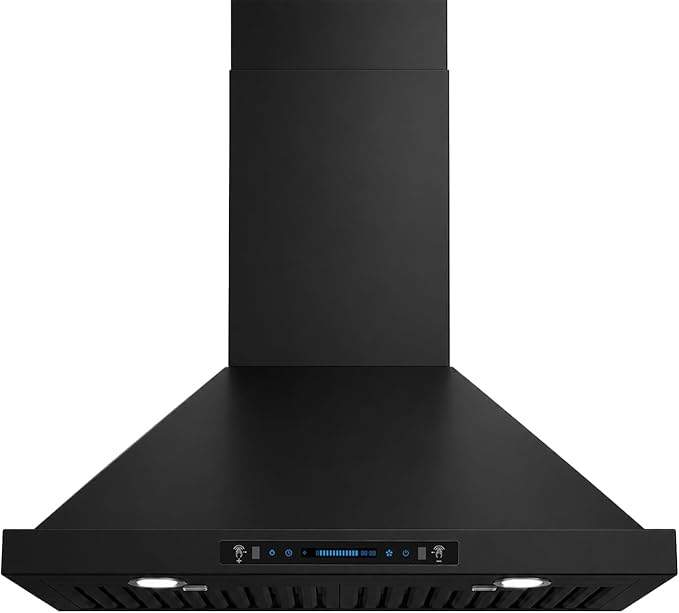 JOCO 30 Inch Black Wall Mount Range Hood, 900 CFM,