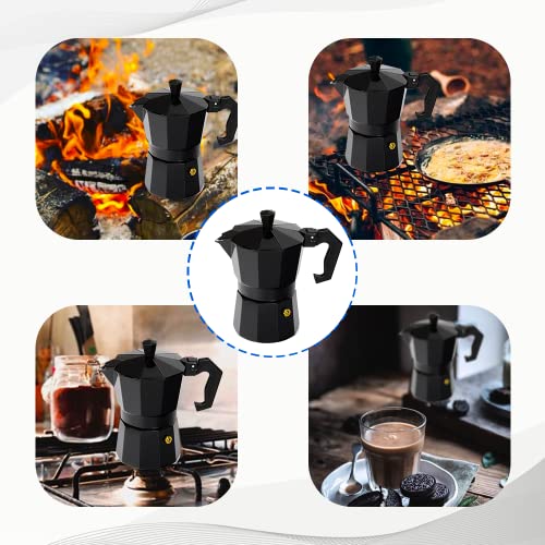 Stovetop Espresso Maker, Aluminium Stovetop Coffee Maker Pots, Moka Pot For Classic Espresso, 6 Cup 10 Oz, Moka Pot Italian Coffee Maker For Home And Camping, Comes With 2 Rubber Rings, Cafetera (Black) #TOP6