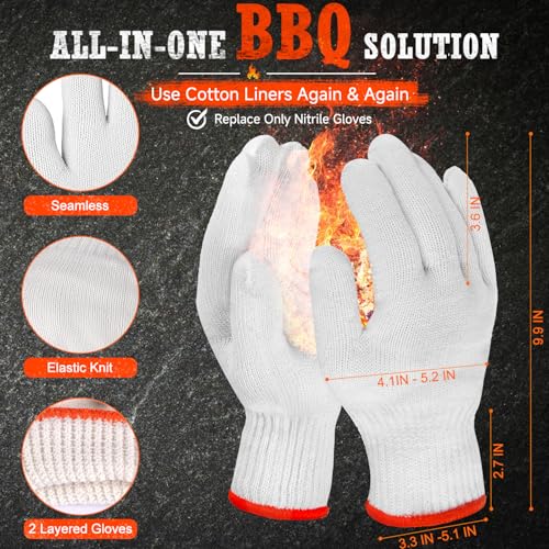 ANBOSON BBQ Gloves,Disposable BBQ Gloves Heat Resistant Cooking, Black52, XL