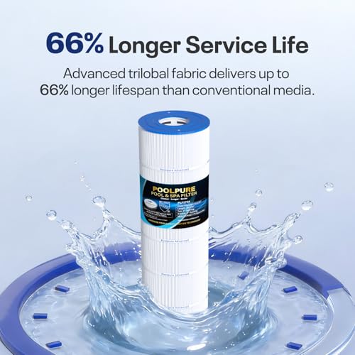 Image of POOLPURE PLF175A Pool Filter Replaces Hayward C1750, CX1750RE, PA175, Ultral-B4, Unicel C-8417, Filbur FC-1294, Sta-Rite PXC175, 817-0175P, L x OD: 28 3 /16 inch x8 15 /16 inch, 175 sq.ft Cartridge