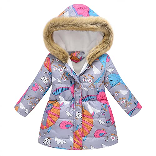 Baby Toddler Girls Boys Winter Fall Clothes Fleece Lined Jacket Parkas Outwear Kids Floral Thick Hooded Windproof Coat