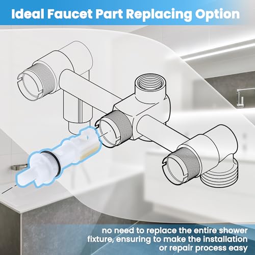 Enhon Shower Diverter Assembly, Compatible with Delta Faucet RP17730 Diverter Cartridge Replacement, for Use for 3 Handle Tub and Shower Faucets, Bathtub Diverter Repair Kit, with an Oval End - Thumbnail 5
