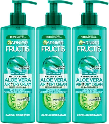 Garnier Fructis Lotion Tonique Soin Aloe Hydra Bomb Séchage à l'Air Libre Cheveux Longs 1.2 L - Lot de 3