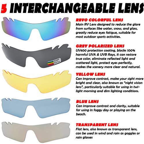 Image of ITSCOOL Polarized Sports Sunglasses with 5 Interchangeable Lenses for Men Women Softball Baseball Running Cycling Glasses