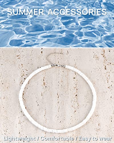 Wowshow Shell Necklace, Puka Shell Necklace For Men Women Seashell Choker Necklace Smooth Shell Chip Summer Necklace For Girls Boys 18 Inches #TOP4