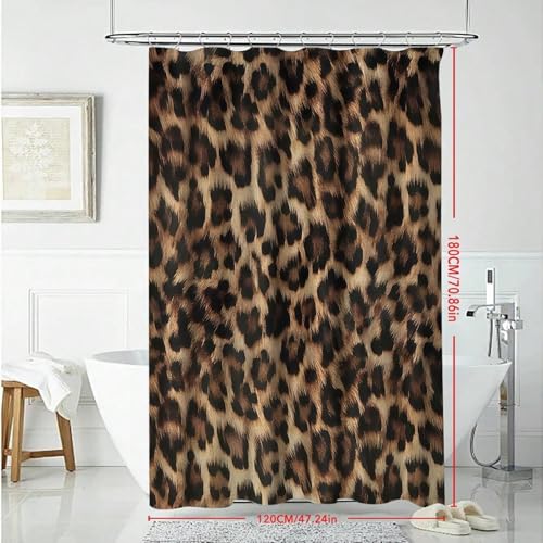 Rideau de douche imprimé léopard étanche et résistant, accessoire tendance 100x180