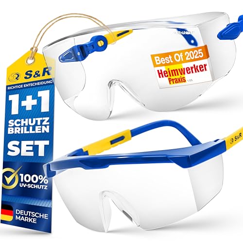S&R Schutzbrille Set: Schlagfeste Sicherheits- und Arbeitsbrille mit...