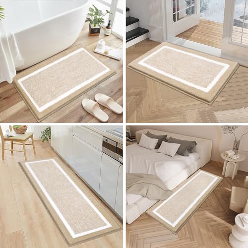 Pauwer Bathroom Rugs Sets 2 Piece, Non Slip Bath Mats for Bathroom, Absorbent Bath Rugs Floor Mat, Machine Washable Shower Rugs for Bath Floor, Tub and Shower