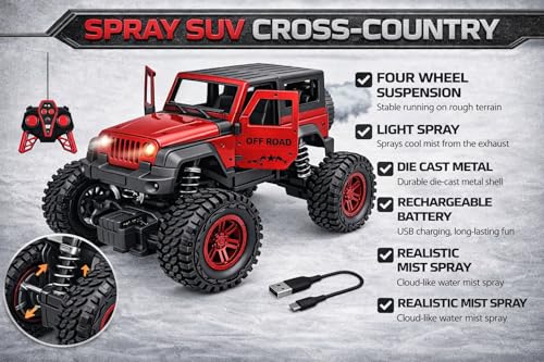 Image of Braintastic Model Diecast Car Toy Vehicle Pull Back Friction Car with Openable Doors Light & Music Toys for Kids Age 3+ Years (Off Road RED)