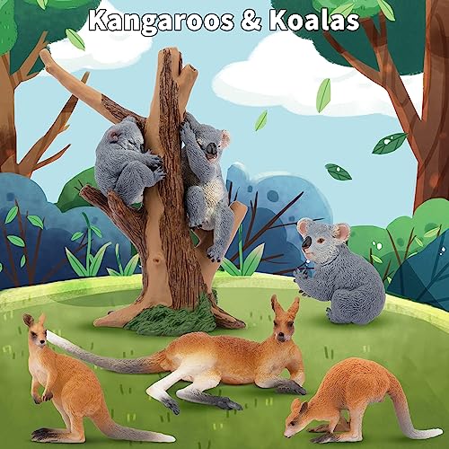 TOYMANY 7 Stück Australische Wild Tiere-Figuren Set Safari Spielfiguren Spielzeug Dschungeltier-Figuren Känguru Koala Tierfigur Plastiktiere Zoo Dschungel Wald, zum Spielen oder als Deko