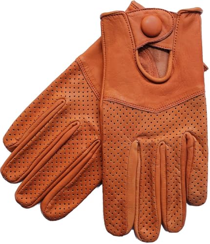 Riparo Motorsports Men's Leather Driving Gloves (X-Small, Cognac)