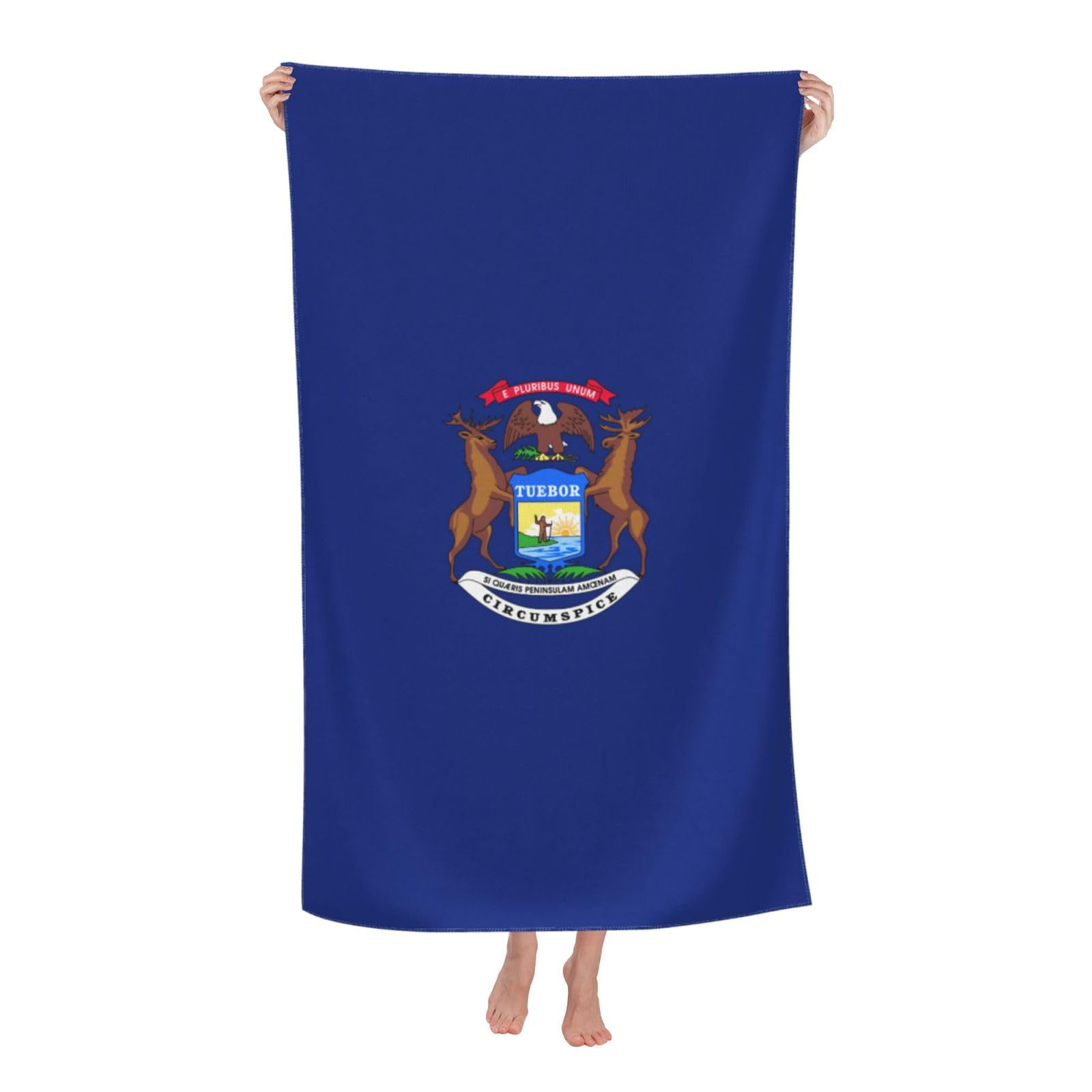 NImongt Michigan State Flag Print Oversized Adult Beach Towel For Travel Weekend Getaways Festivals Camping Trips