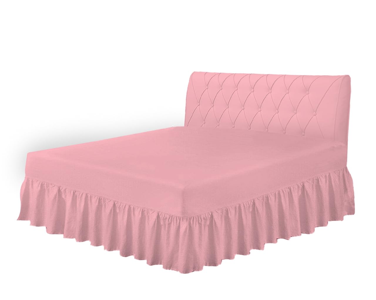 HOME ACE Pink Easy Care Valance Sheet Super King Size Fitted Valance Sheets, Super Soft Cotton Valance Sheets Super King Size, Poly Cotton Super Kingsize Bed Valance Sheet