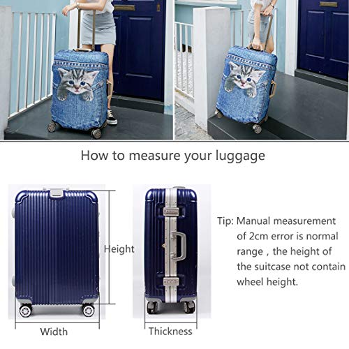TAPE FIVE Washable Travel Luggage Cover Thickened Luggage Cover 18/24/28/32 Inch Suitcase Spandex Protective Cover (XL(29"-32" luggage), Pocket Cat)3