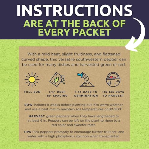 Organic Pepper Seeds (Sweet and Hot) Variety Pack - 13 Individual Packs - 2026 Season - Cayenne, Orange Habanero, Shishito and More! for Indoor & Outdoor Planting (Non-GMO, Certified Organic) - Image 5