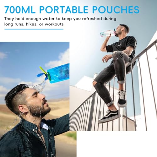 Image of Zibuyu Water Pouch 700ml, Running Bottle For Hiking, 3Pcs | Quick-Release Buckles, Leak-Resistant Carry, Soft Construction, Refillable Design for Running and Hiking