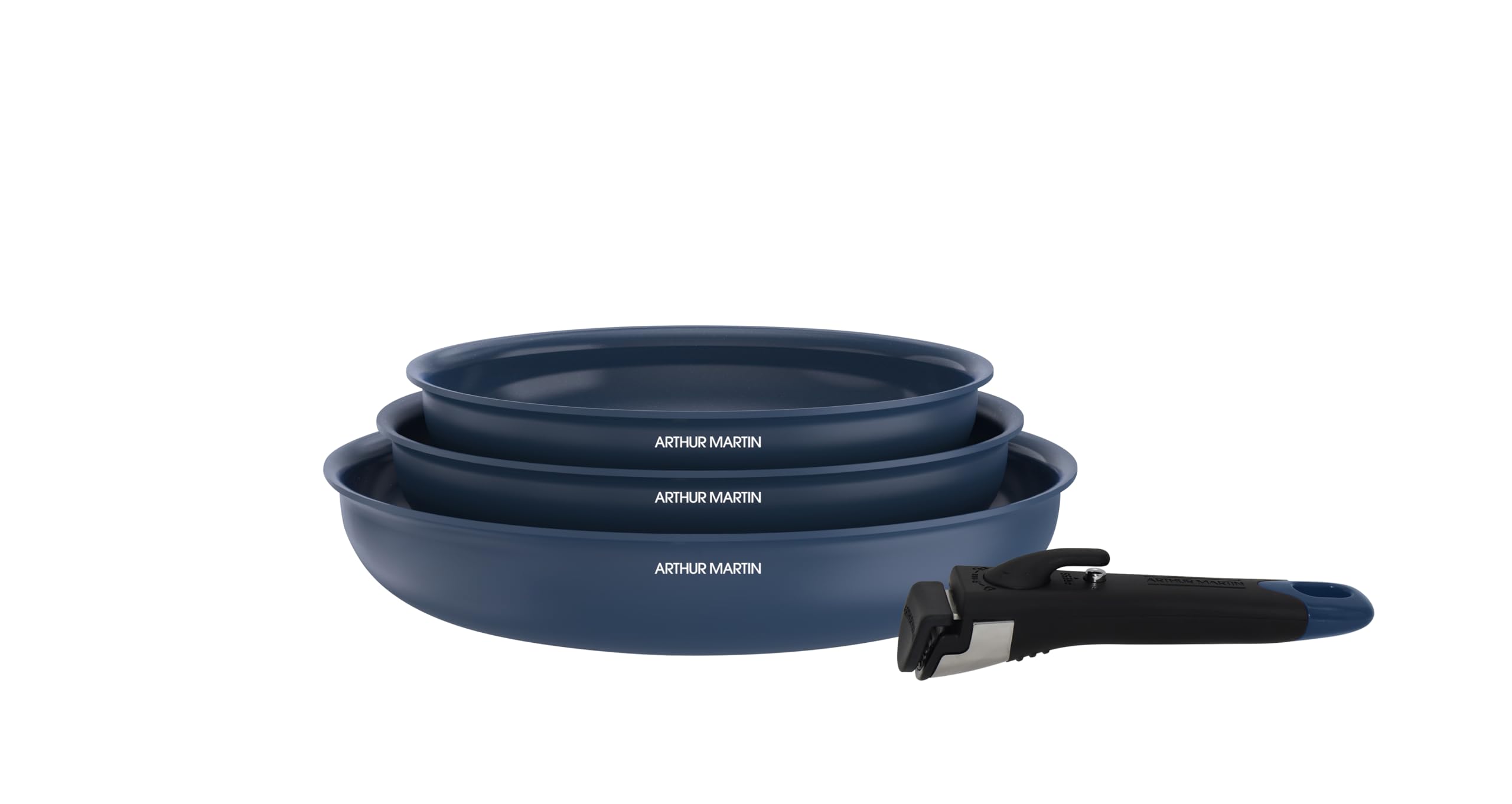 Arthur Martin Set de 3 Poêles Aluminium Céramique 20-24-28 cm, Bleu