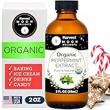 Organic Peppermint Extract for Baking, Ice Cream, Drinks, and Candy - 2 oz - Water-Soluble - By Harvest Moon Delights - Pure Peppermint Flavoring, Mint Extract