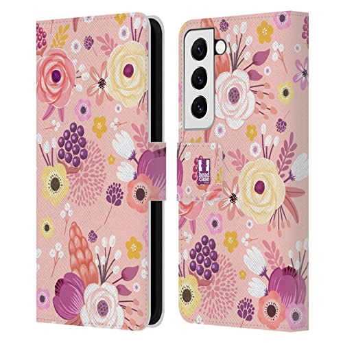 Étui Portefeuille en Cuir Samsung Galaxy S22 5G Head Case Designs Rose Floral