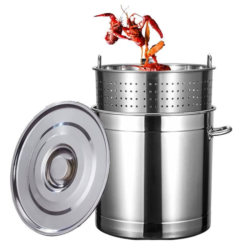 Marmite multifonction 50 L avec cuiseur vapeur et panier pour fruits de mer