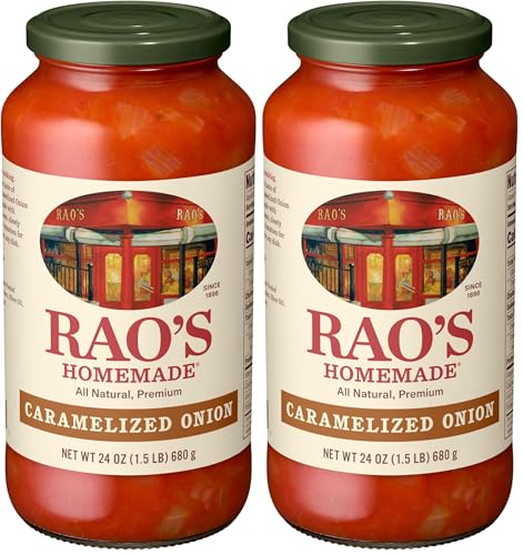 Image of Rao's Homemade Caramelized Onion Sauce, 24 oz, Caramelized Onion and Tomato, All Purpose, Keto Friendly Pasta Sauce, Premium Quality Tomatoes from Italy (Pack of 2)