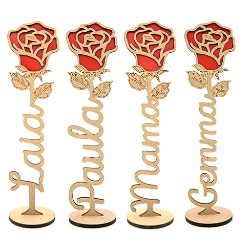 Arluma - Rosa de Madera Personalizada - Regalo Original para San Valentín, Día de la Madre, Día del Libro, Día de la Mujer, Sant Jordi, Aniversario - Personalizado con Nombre o Palabra- 25 Cm Roja | Ya disponible en tu tienda friki favorita! En mundofriki.es!