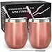 CHILLOUT LIFE Stainless Steel Stemless Wine Glass Tumbler 2 Pack Rose Gold 12 oz | Double Wall Vacuum Insulated Wine Tumbler with Lids Set of Two for Coffee, Wine, Cocktails, Ice Cream