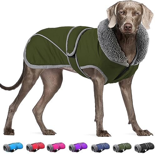 Dogcheer Dog Winter Coat,Fleece Collar Jacket Warm Vest Reflective Adjustable Sweater for Cold Weather,Windproof Waterproof Snow Coat for Small Medium Large Dogs,XXXL(Chest Girth 34.6-45.3,Back 28.7)