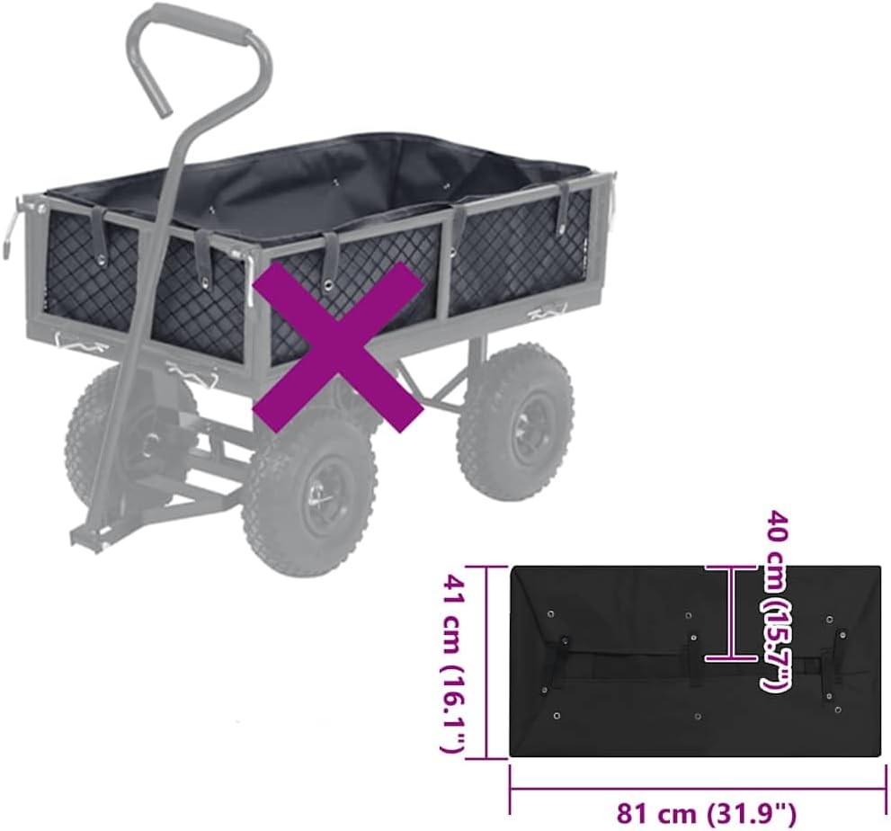 Garden Cart Liner, Heavy Duty Polyester Utility Wagon Replacement Liner, Durable Storage Organizer for Lawn and Yard Work, 33.9 x 18.1 x 16.1 Inches