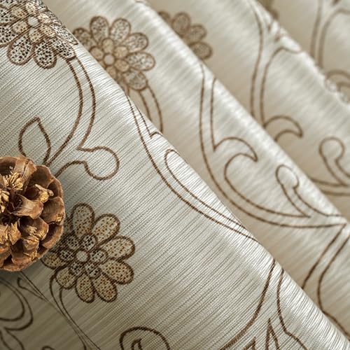 Amazon Brand - Solimo Polyester Floral Leaf Print Door Light-Filtering Grommet Curtains (Brown,7 Feet -210Cm)- Pack of 2 Regular Print 135 GSM 4 519ZU3qAzIL