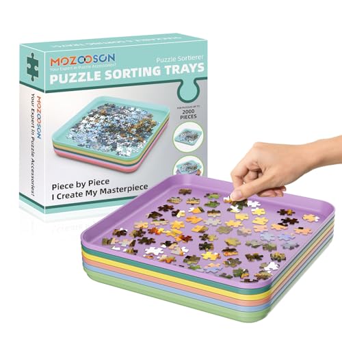 MOZOOSON Plateaux de Tri Puzzles, 6 Pack Accessoires pour Puzzles 500/1000/ 2000 Pièces, Plateaux Cadeaux pour Les Amateurs Puzzles pour Organiser Puzzle