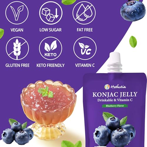 Hethstia Konjac Jelly Pouch Blueberry Flavor, 10 Pack Drinkable Fruit Snack - image 3