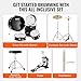 VEVOR Adult 5-Piece Drum Set, 22 Inches Complete Full Size Kit with Bass, Toms, Snare, Floor, Adjustable Throne, Stands, Cymbal, Hi-Hat Pedal and Drumsticks, Black
