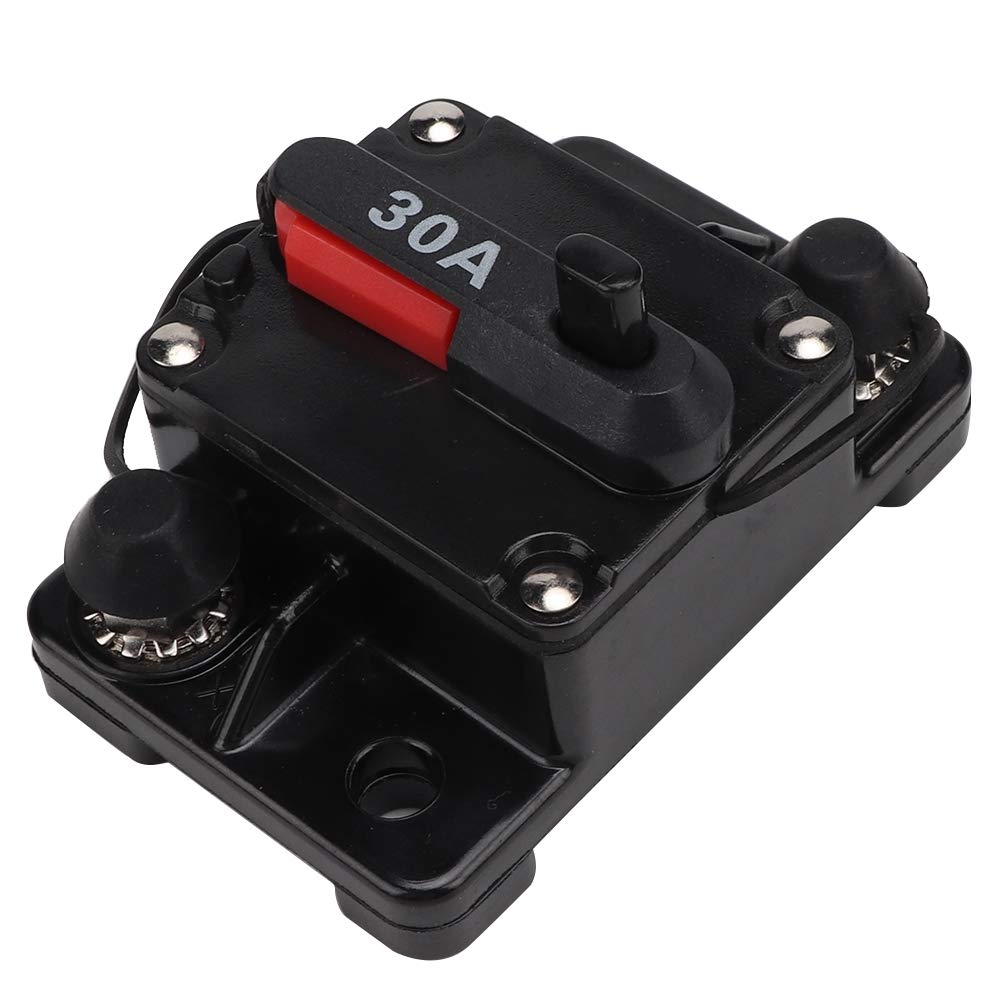 EVGATSAUTO 12V 30A/40A/60A Inline wyłącznik bezpiecznikowy falownik samochodowy stereo audio resetowalny samonaprawialny reset bezpiecznika (30A)