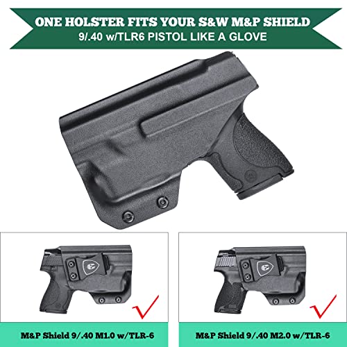 M&P Shield 9mm/.40 w/TLR-6 Holster, IWB Kydex Holsters Fit: S&W M&P Shield 9mm/.40 M2.0 TLR6 Pistol, Inside Waistband Concealed Carry for Men/Women, Adj. Cant & Retention, Left Hand - Thumbnail 6