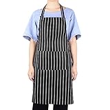 Professional Bib Apron With Pockets - Durable, String Adjustable, Machine Washable, Comfortable, Easy Care