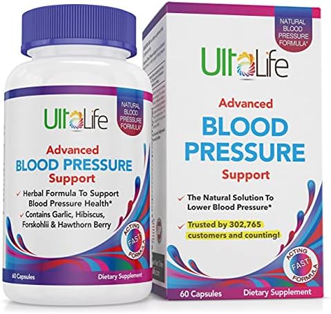 Top High Blood Pressure Support Supplements by UltaLife - Natural Hypertension Pills with Garlic, Hawthorn, Hibiscus & Forskolin. Vitamins & Herbs to Lower BP - Stress, Heart & Circulatory Health Pill