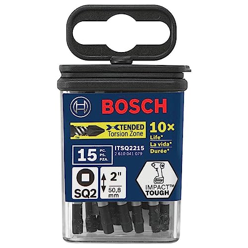5-Pack Bosch 2" Square #2 Impact Tough Screwdriving Power Bits (ITSQ2205) - image 2