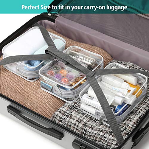 Clear Makeup Bag, Packism Waterproof Tsa Approved Toiletry Bag Quart Size Bag, Clear Makeup Bags With Zipper Travel Cosmetic Bag, Carry On Airport Airline Compliant Bag, 3 Pack, Grey #TOP5