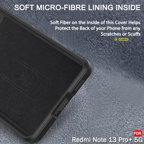 Image of TheGiftKart Liquid Silicon Back Cover Case for Mi Redmi Note 13 Pro Plus 5G | Shockproof Military Grade Protection | Micro-Fibre Cloth On Inner Side | Built-in Anti-Slip Grip Back Cover (TPU, Black)