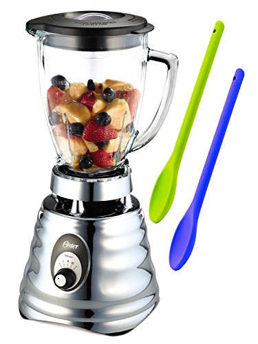 Oster 4655 - Licuadora, Acero inoxidable, Vidrio, Negro + Cuchara de silicona extra larga para vaciado