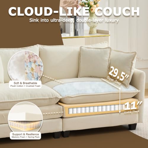 Image of 78 inch Modular Sectional Sofa, Cloud Loveseat Couch for Living Room