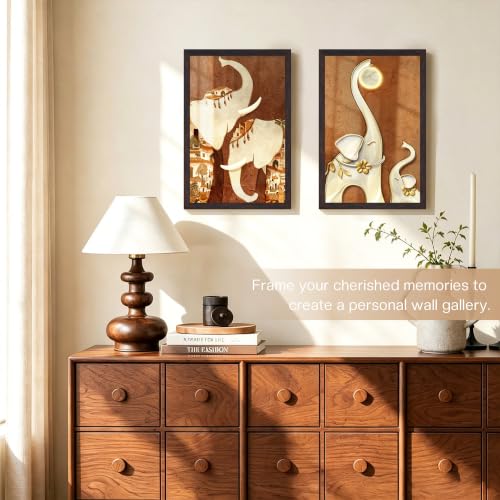 Image of Picrit 11x17 Picture Frame 3 Pack, Wall Mount Display, Walnut Wood Grain