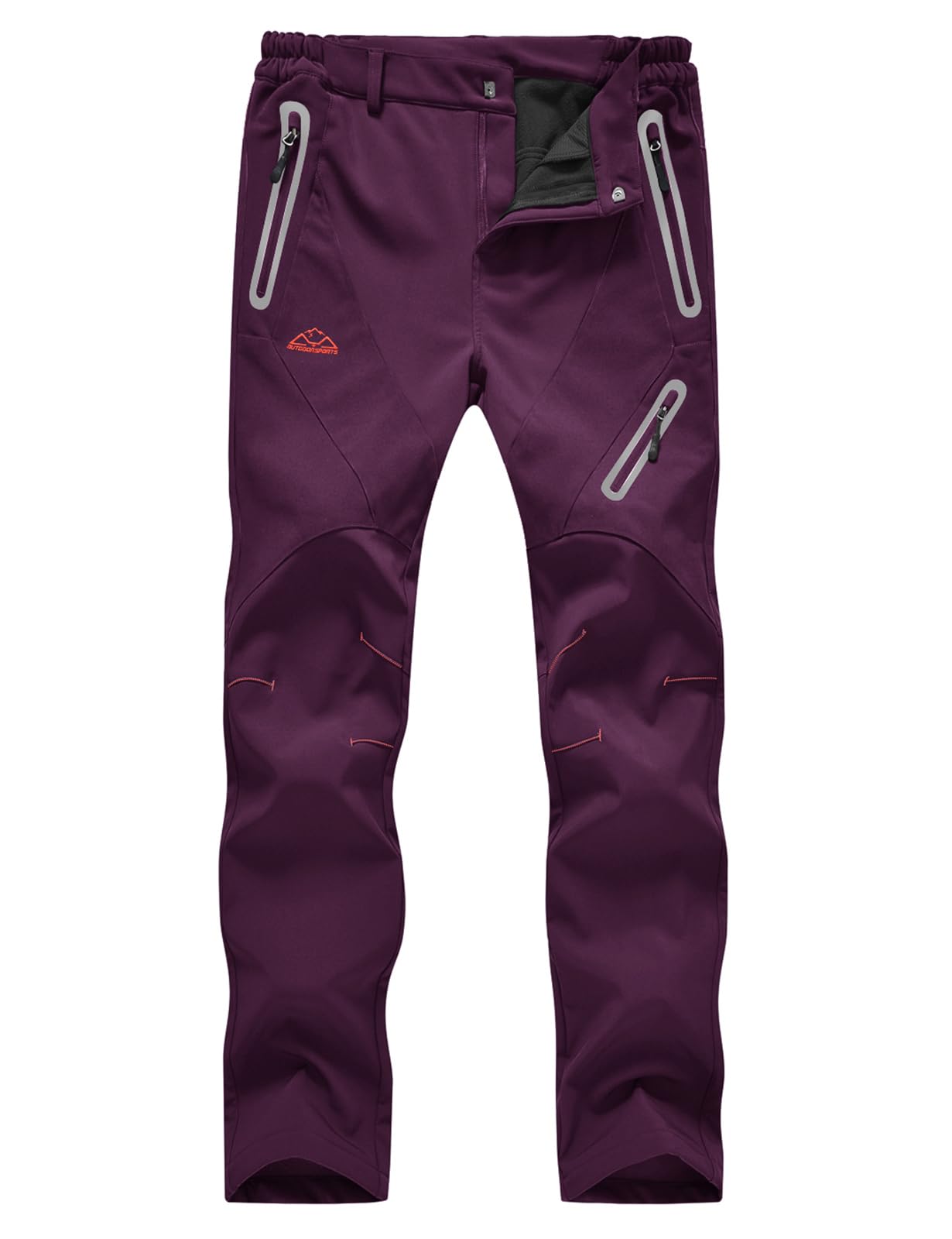 donhobo Damen Wanderhose Wasserdicht Softshellhose Outdoorhose Winddicht Warm Gefüttert Winter Skihose Trekkinghose Snowboardhose Funktionshose (Rein Violett, XL)