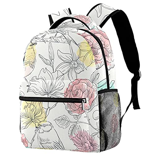 Sac à dos ordinateur 14 pouces étanche floral pour écolier